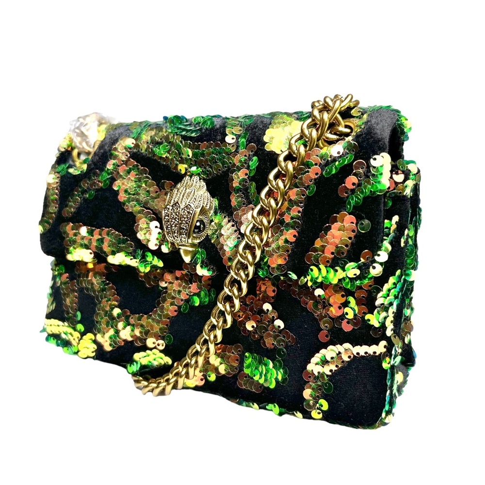 Sequin Embellished Black and Green Bag